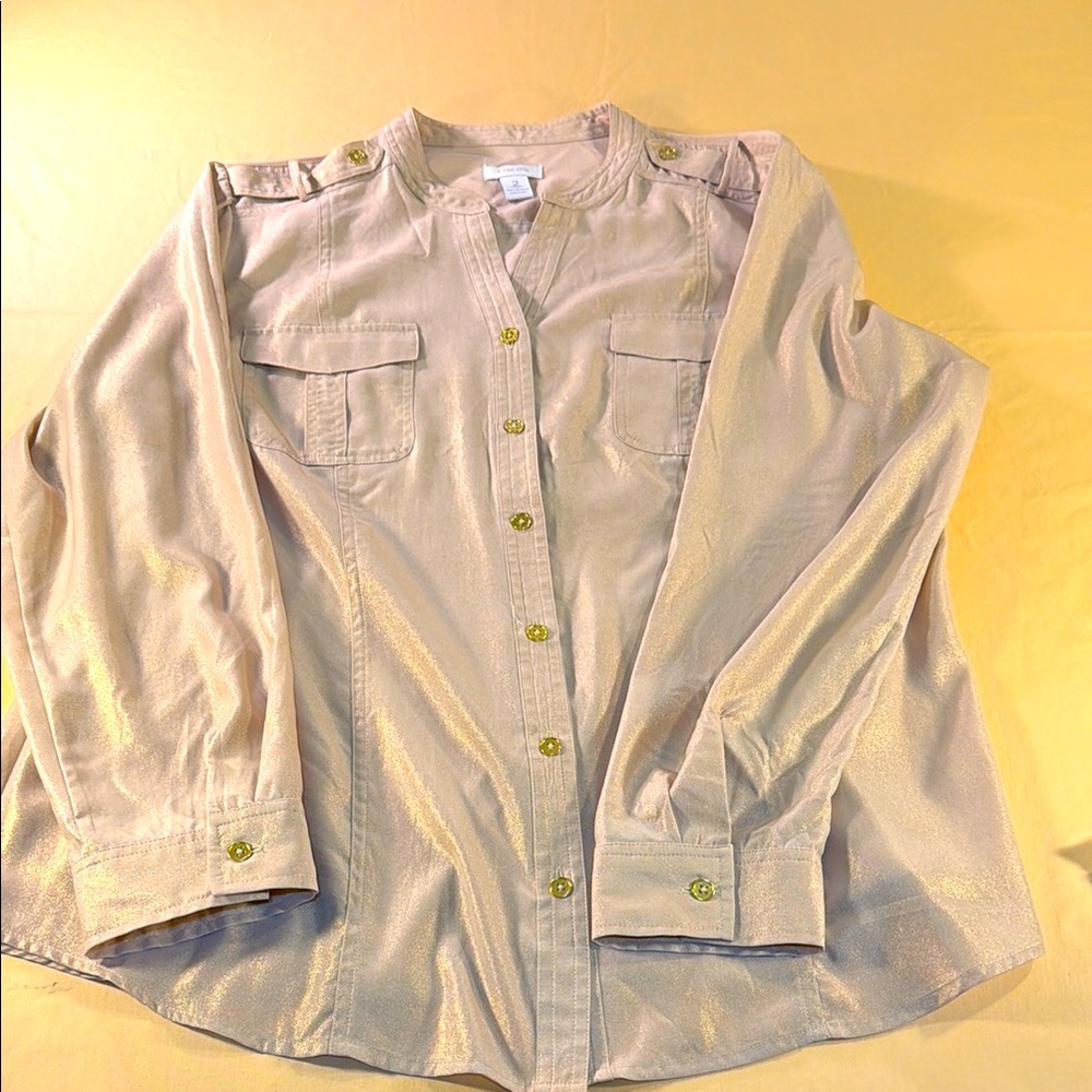 Chicos woman’s long sleeve blouse button up size 2 US large 12 to 14